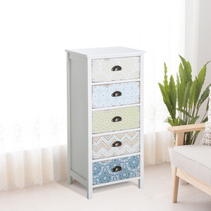 HOMCOM Chest of 5 Drawers Bedside Cabinet - White, Multi colour by HOMCOM