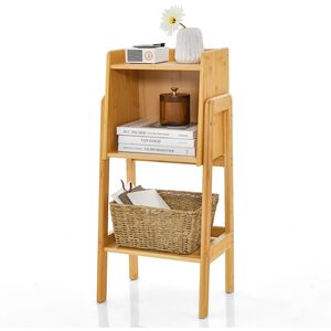 Bedroom Nightstand Storage Shelving Unit - Brown by Costway