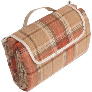 Burnt Orange Polyester Fleece Tartan Picnic Rug - Orange by Red Hamper
