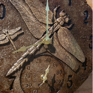 Garden Dragonfly Clock Stone Effect - Brown by Garden Mile