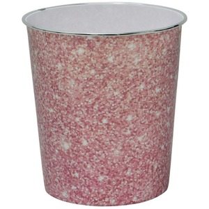 9L Pink Sparkle Waste Paper Bin Sequin Effect Office Bedside Bathroom Waste Bin by JVL