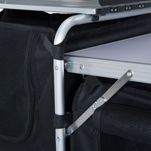 Outsunny Folding Camping Kitchen Portable Picnic Cooking Table - Black by Outsunny