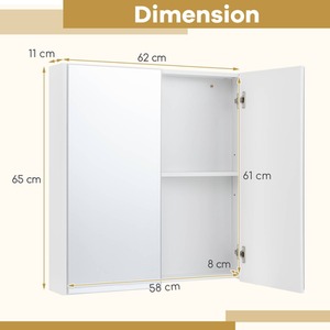 Bathroom Wall Cabinet Medicine Cabinet - White by Costway