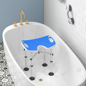 HOMCOM Adjustable Shower Stool with Grab Rail Padded Seat by HOMCOM