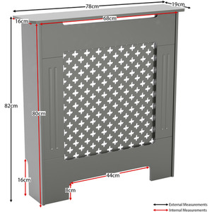 Oxford Radiator Cover - Grey / 78cm by Vida Designs
