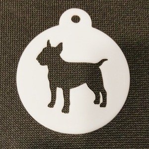 Dog Themed Coffee Stencil - White / Miniature Bull Terrier by Pet Mirrors