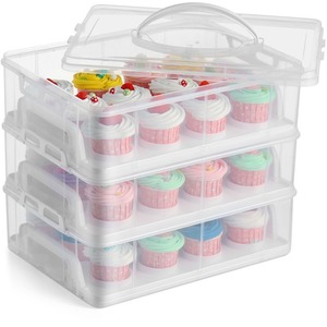 3 Tier Stackable Cupcake Carrier Box - Clear by Gr8 Home