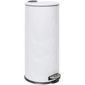 Round Stainless Steel Kitchen Pedal Bin - 30L - White by Harbour Housewares