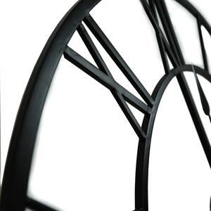 Round Skeleton Clock with Roman Numerals Matte 80cm - Black by Charles Bentley