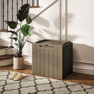 HOMCOM 107 L Plastic Storage Chest with Lock Hole Handles by HOMCOM