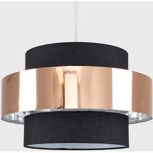 Modern Black And Copper Cylinder Ceiling Pendant Light Shade - Black by ValueLights