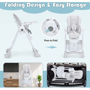 Costway Adjustable Baby Highchair-Grey - Grey by Costway