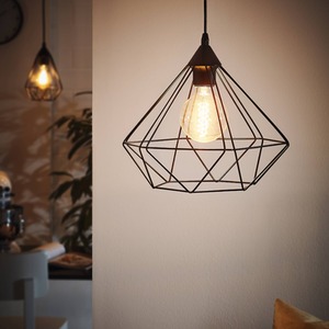 Tarbes Geometric Black Wire Pendant - Black / 32.5cm by EGLO