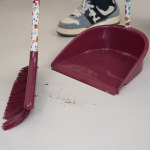 Autumn Pumpkin Long Handle Dustpan with Broom - Brown