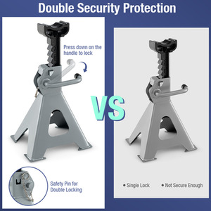 2 Tons Heavy-duty Steel High Lift Jack Stands - Grey by Costway