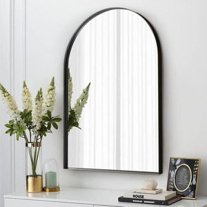 Arch Shaped Metal Frame Explosion-Proof Wall Mirror - Black by Livingandhome