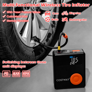 Jump Starter with Air Compressor - Black by Costway
