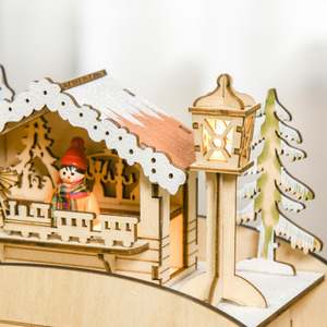HOMCOM Christmas Village Advent Calendar with Countdown Drawer - Natural wood by HOMCOM