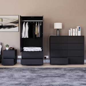 Denver Bedroom Set (2 Drawer Bedside, 8 Drawer Chest, 2 Door 2 Drawer Wardrobe) by Vida Designs