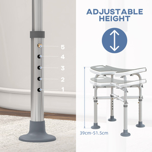 HOMCOM Adjustable Shower Stool with Grab Rail Padded Seat by HOMCOM