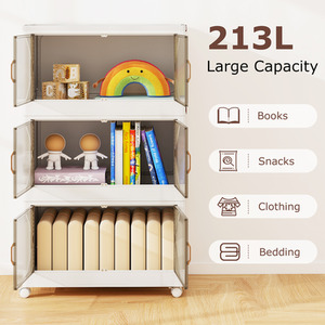213L Folding Storage Bins with Lid - White by Costway