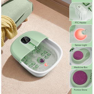 Folding Foot Bath Massage Bubble Foot Spa Basin - Green by Costway