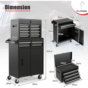 5-Drawer Rolling Tool Storage Cabinet - Black by Costway