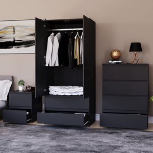 Denver Bedroom Set (2 Drawer Bedside, 4 Drawer Chest, 2 Door 2 Drawer Wardrobe) by Vida Designs