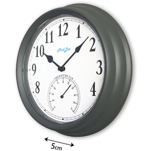 Pololio Wall Clock with Thermometer - Dark Grey by Audlee