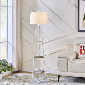 Evie Shelf Floor Lamp - White