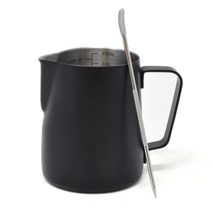 Milk Frothing Jug with Latte Art Pen - Black by Joejis Kitchen