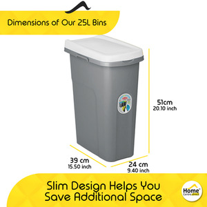 Slim Lift Top Kitchen Recycling Waste Bin - White / 25l by Home Centre