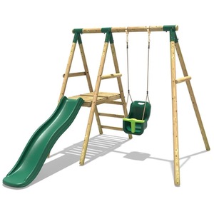 Wooden Swing Set with Slide by Rebo