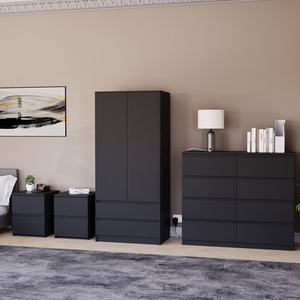 Denver Bedroom Set (2 Drawer Bedside(x2), 8 Drawer Chest, 2 Door Wardrobe) by Vida Designs