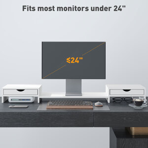 HOMCOM Adjustable Dual Monitor Stand Riser with Drawer - White by HOMCOM