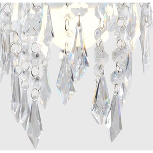 Pair of Silver Ceiling Pendant Shade With Clear Acrylic Crystal Effect Droplets - Silver by ValueLights