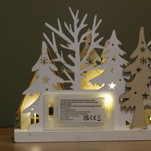 Christmas Wooden Reindeer Scene Silhouette with 10 Warm White LEDs - Brown by Samuel Alexander