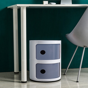 Round Beside Table Filling Cabinet Chest Unit Stockable - White Grey / 2 by Livingandhome