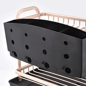 2 Tier Dish Drying Drainer Rack - Rose Gold by Livingandhome