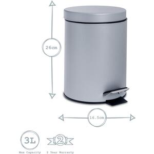 Matt Round Stainless Steel Toilet Brush Bin Set - Matte Grey by Harbour Housewares