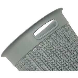 12L Knit Design Loop Plastic Round Bin - Grey / 30cm by JVL