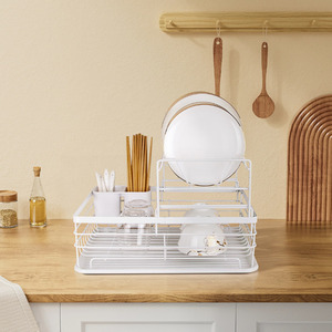 Kitchen Dish Drainer with Draining Board - White by lifeideas