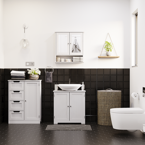 Priano 2 Door Mirrored Wall Cabinet With Shelf - White by Vida Designs