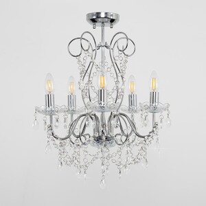 5 Way Silver Chrome Ceiling Light Chandelier With Lead Crystal Droplets - Silver by ValueLights