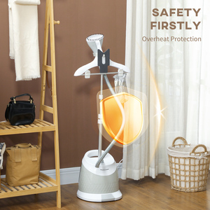 HOMCOM Clothes Steamer Upright Wrinkle Remover with Large 1.8L Water Tank - Grey by HOMCOM