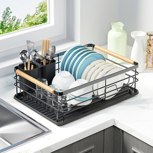 Iron Dish Drainer Drip Tray - Black by Livingandhome