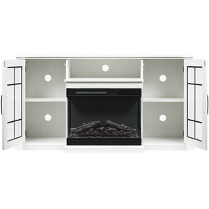 Recessed Electric Fireplace TV Cabinet with Adjustable Flame and Brightness - White by Livingandhome