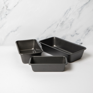 Set of 3 Non-Stick Carbon Steel Loaf Tins - Grey by MasterClass