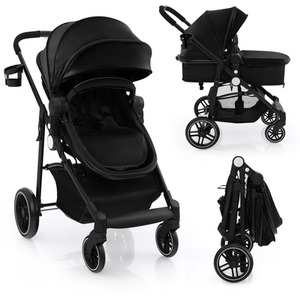 2 in 1 High Landscape Stroller Foldable Toddler Stroller - Black by Costway