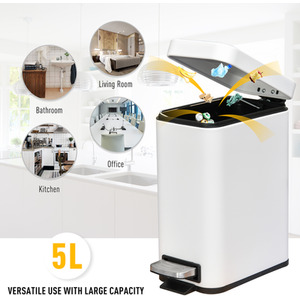 HOMCOM Rectangular Compact Bin Steel Body - White by HOMCOM